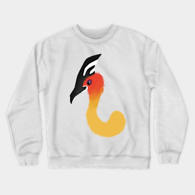 Crested Red Orange Cassawary Bird :: Dragons and Dinosaurs Crewneck Sweatshirt by Platinumfrog